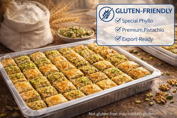 Gluten-Friendly Baklava (Special Phyllo) Gluten-friendly baklava using special phyllo — option for specific market demands and product lines